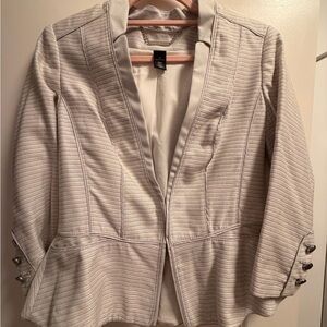 White House Black Market Women's Cream and Silver Blazer